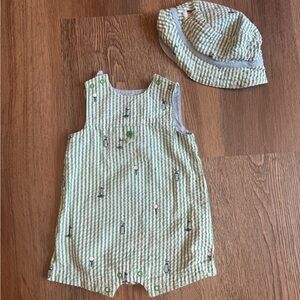 Little Me Golf Themed Baby Romper with Hat